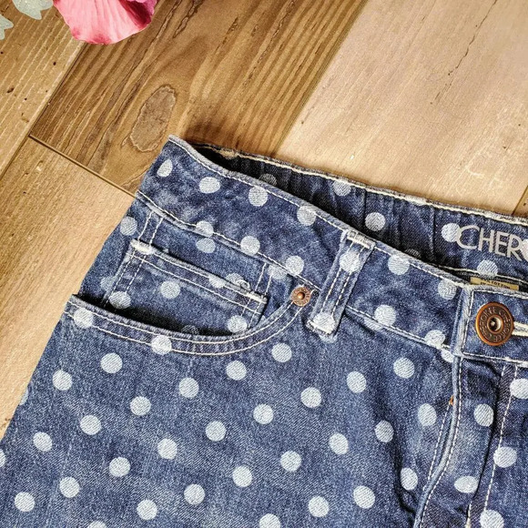 Cherokee Girls Polka Dot Denim Skirt Size XL (14/16) - Picture 3 of 12